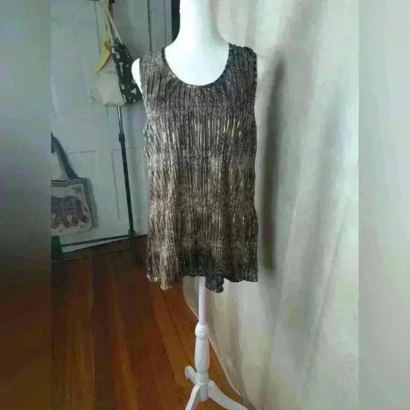 Jennifer Lopez Women tank top Brown Silver sequined shiny Size M - Picture 10 of 10